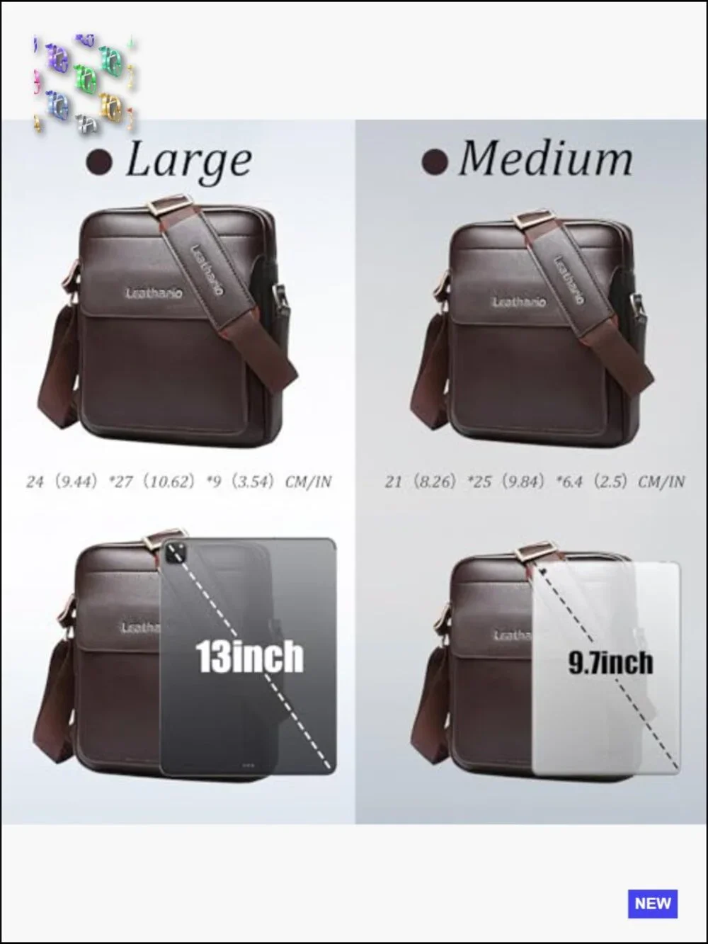 Vegan Leather Messenger Crossbody Bag Laptop Work Travel Sling Satchel Purse